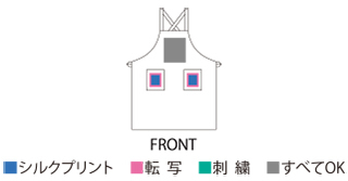 オリジナルエプロン00871-TBAのプリント加工範囲&加工方