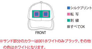 オリジナルキャップ709-RTCのプリント加工範囲&加工方法