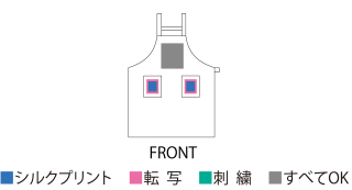 オリジナルエプロン00875-THAのプリント加工範囲＆加工方法